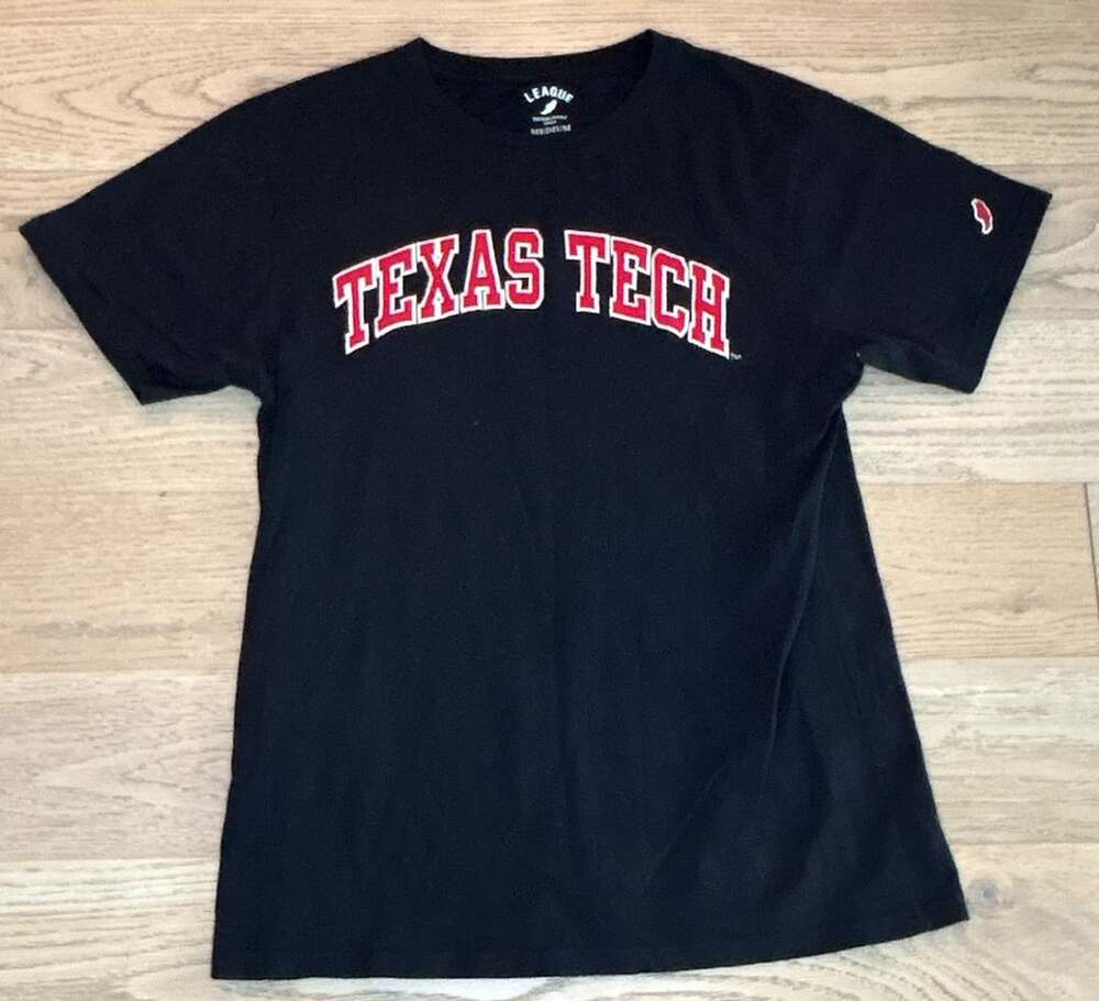 League Texas Tech T-Shirt Size Medium Black Arch Applique